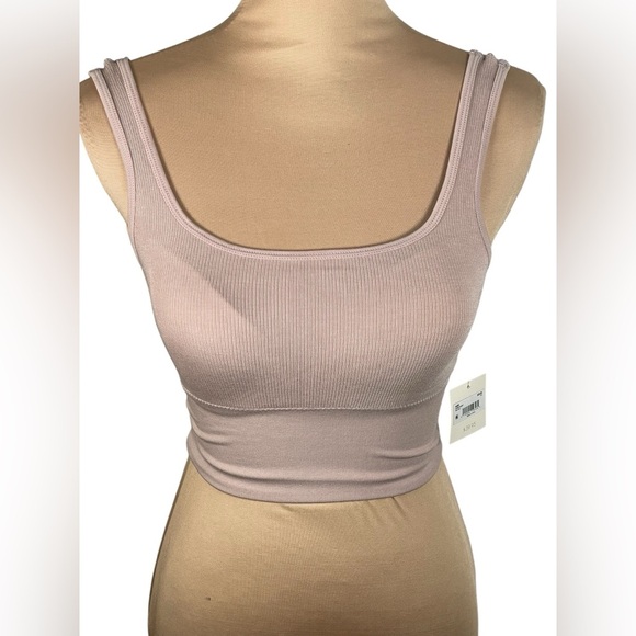 AS REVIVAL Chic Beige Ribbed Crop Top NWT SMALL - Picture 2 of 7